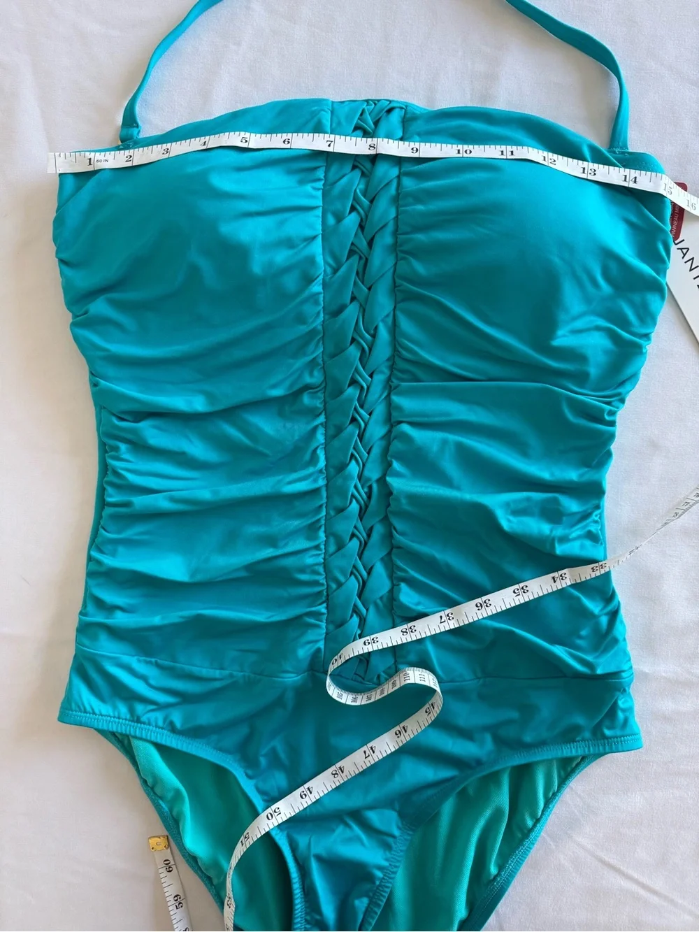 Jantzen Turquoise Ruched Halter One-Piece Swimsuit